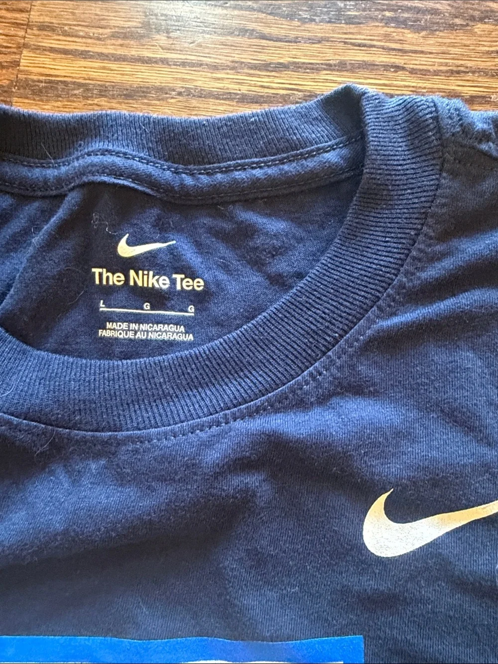 Nike Men's England Crest Tee - Navy Blue with White Swoosh